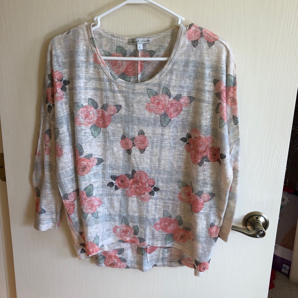 Von Maur 3/4 sleeve plaid floral shirt